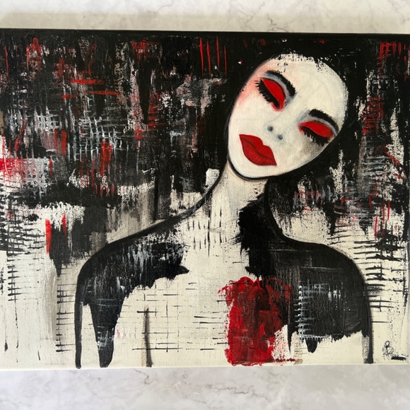 Broken Heart - Abstract Acrylic Painting of a Woman | Original Artwork 11x14 - Picture 7 of 7